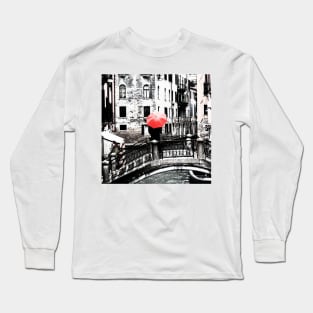 Red Umbrella in Venice Long Sleeve T-Shirt
